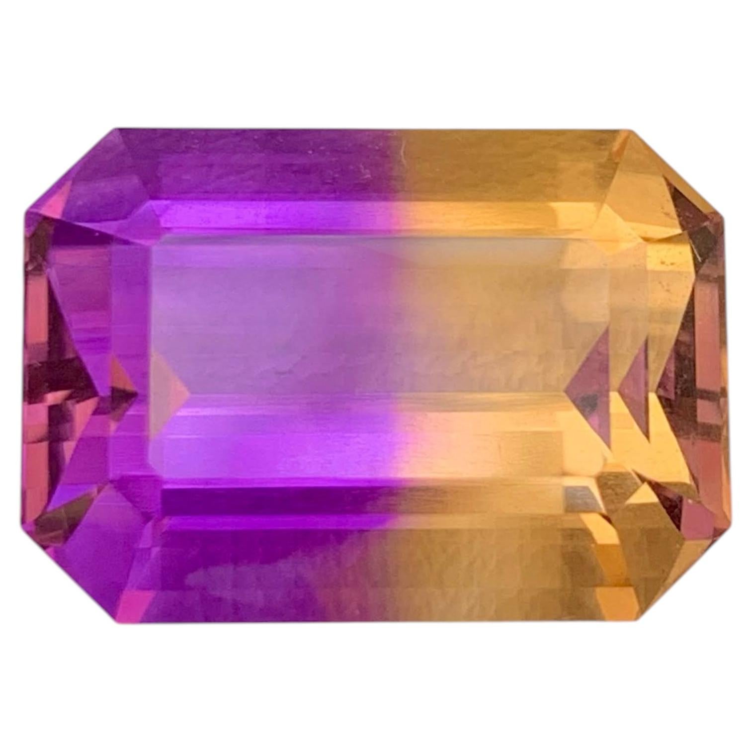 14.95 Carat Natural Loose Bi Color Ametrine Stone Emerald Cut Brazilian Gemstone