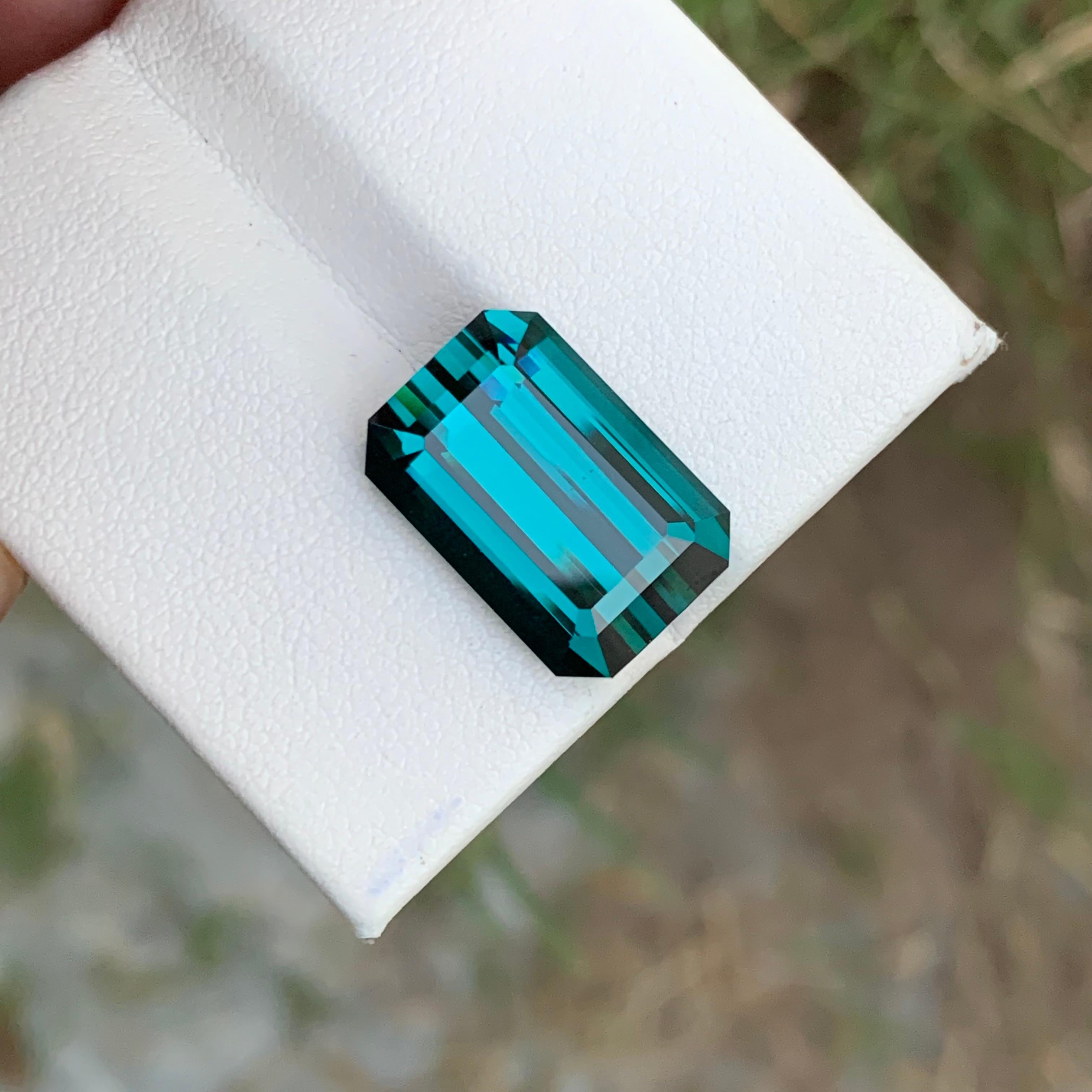 14.95 Carats Natural Loose Blue Indicolite Tourmaline Gemstone Emerald Shape For Sale 5