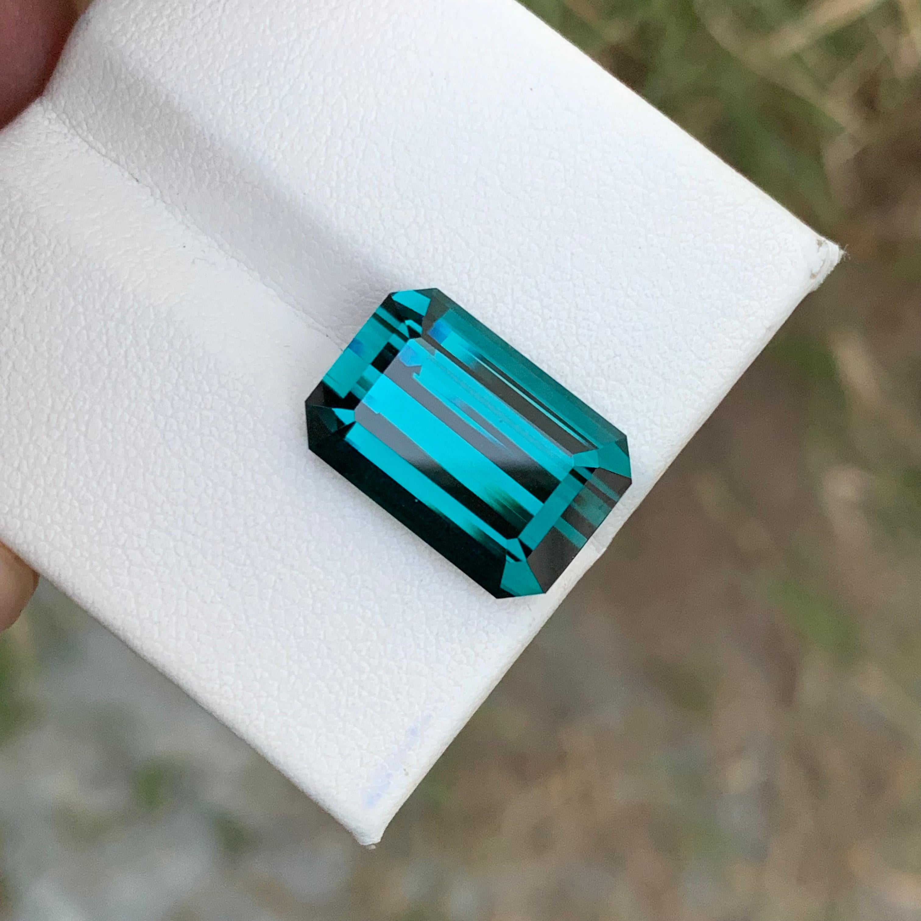 14.95 Carats Natural Loose Blue Indicolite Tourmaline Gemstone Emerald Shape For Sale 8