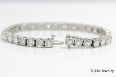 14.95 CTW Round Cut Natural Diamond 18K White Gold Tennis Bracelet 7 Inches