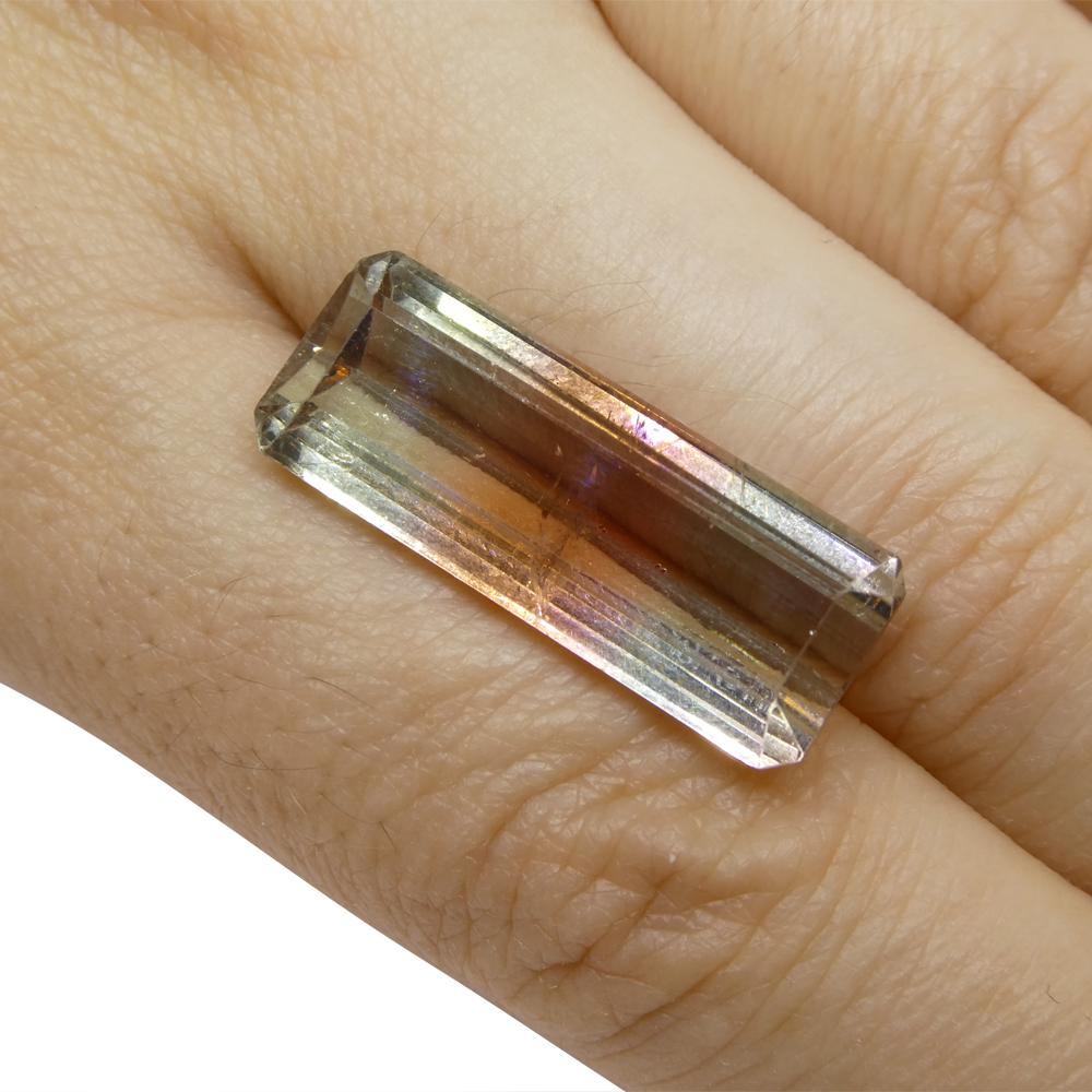 14.95ct Emerald Cut Pink & Green Bi-Colour Tourmaline For Sale 4