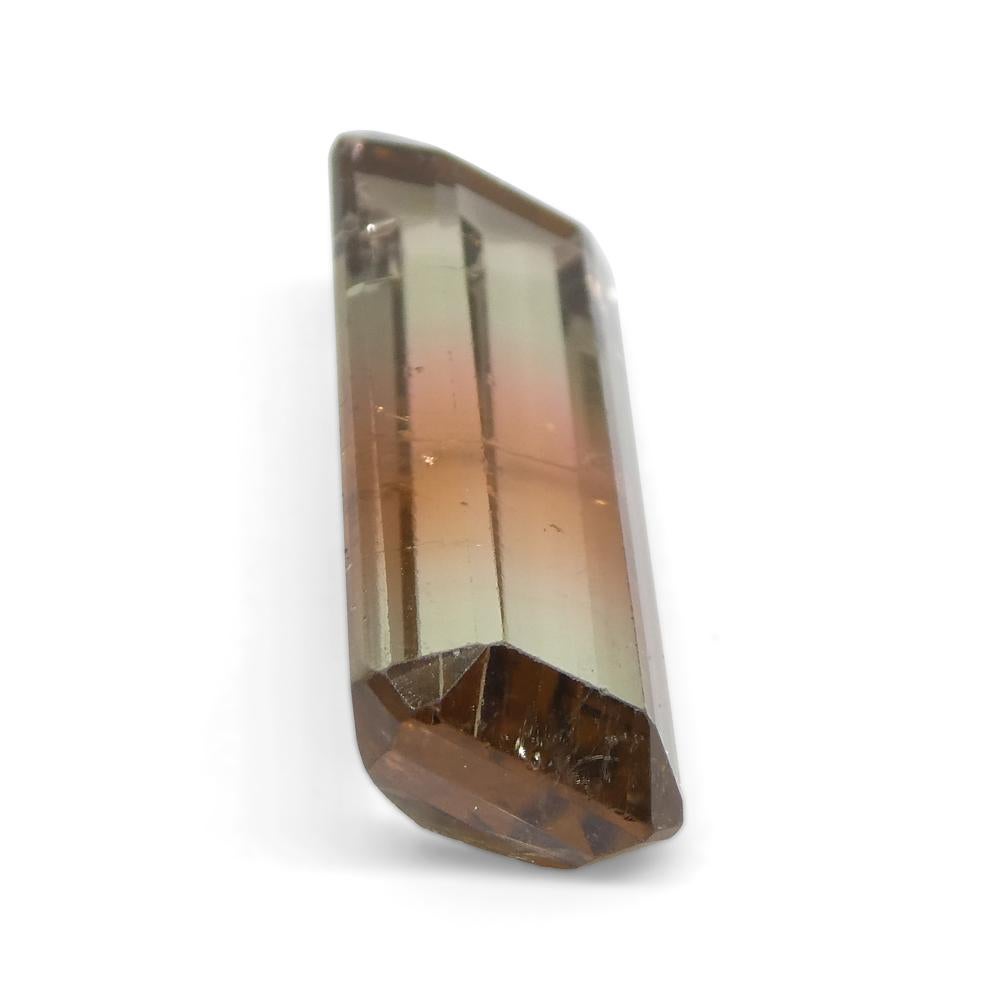 14.95ct Emerald Cut Pink & Green Bi-Colour Tourmaline In New Condition For Sale In Toronto, Ontario