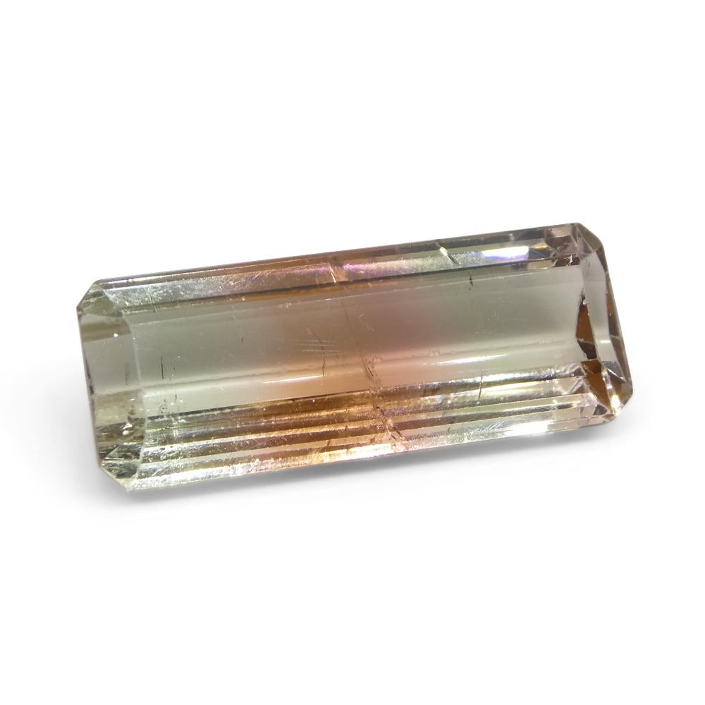 Women's or Men's 14.95ct Emerald Cut Pink & Green Bi-Colour Tourmaline For Sale