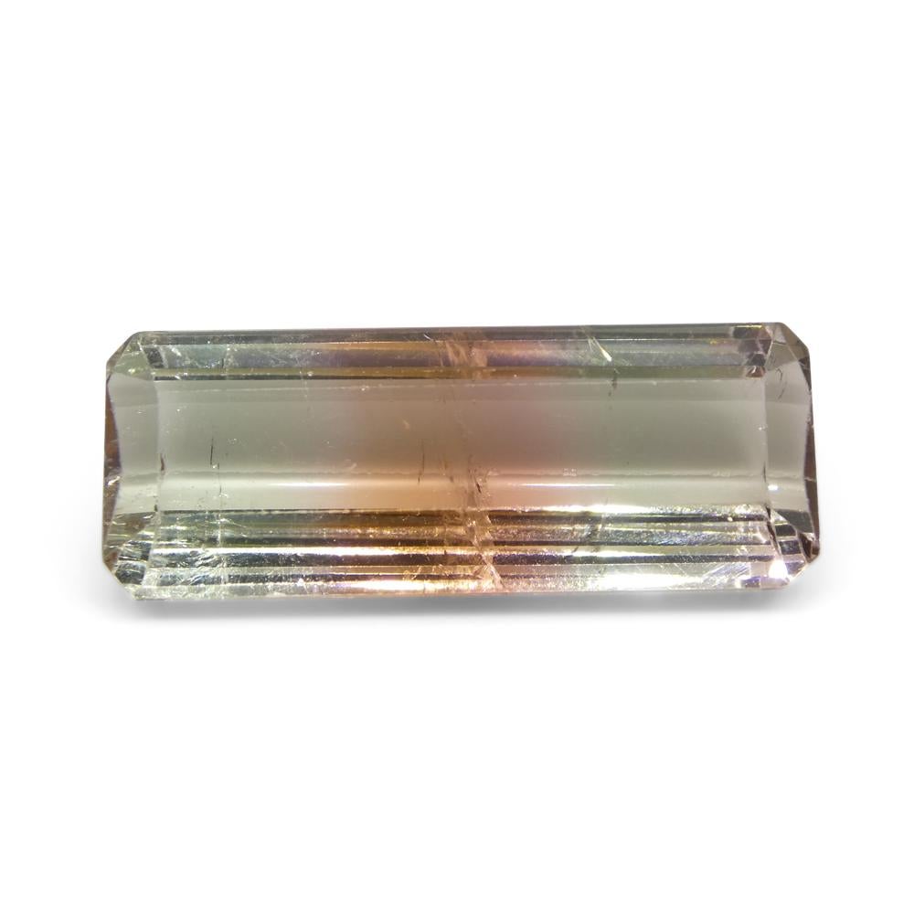 14.95ct Emerald Cut Pink & Green Bi-Colour Tourmaline For Sale 1
