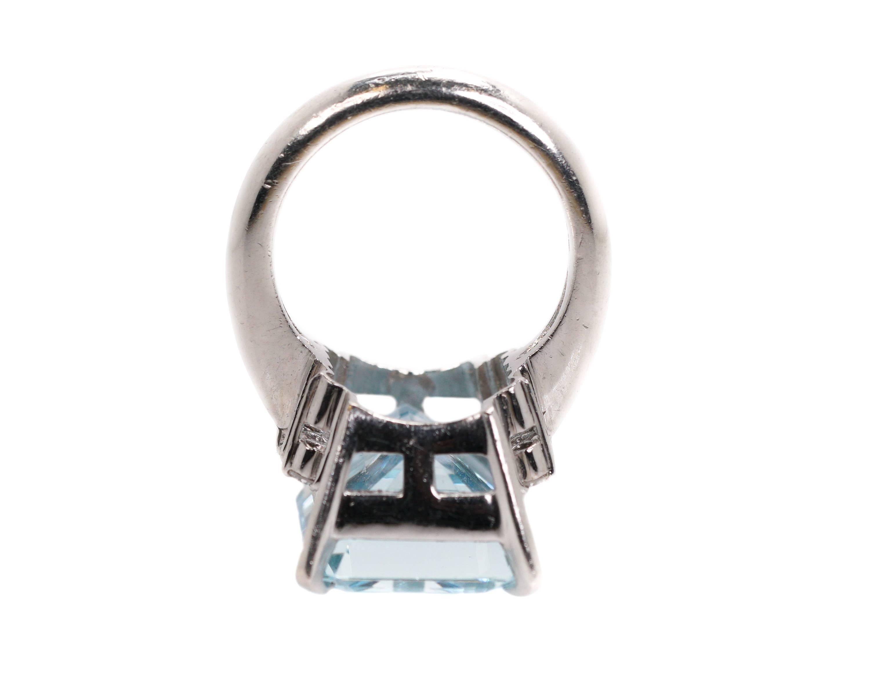 14.96 Carat Aquamarine and Diamond Platinum Ring 1