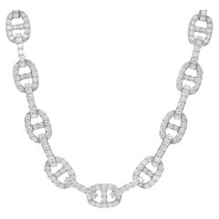 14.96 Carat Diamond Mariner Link Necklace Or blanc 18K