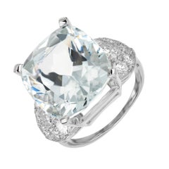 14.98 Carat Light Blue Aqua Diamond Platinum Engagement Ring