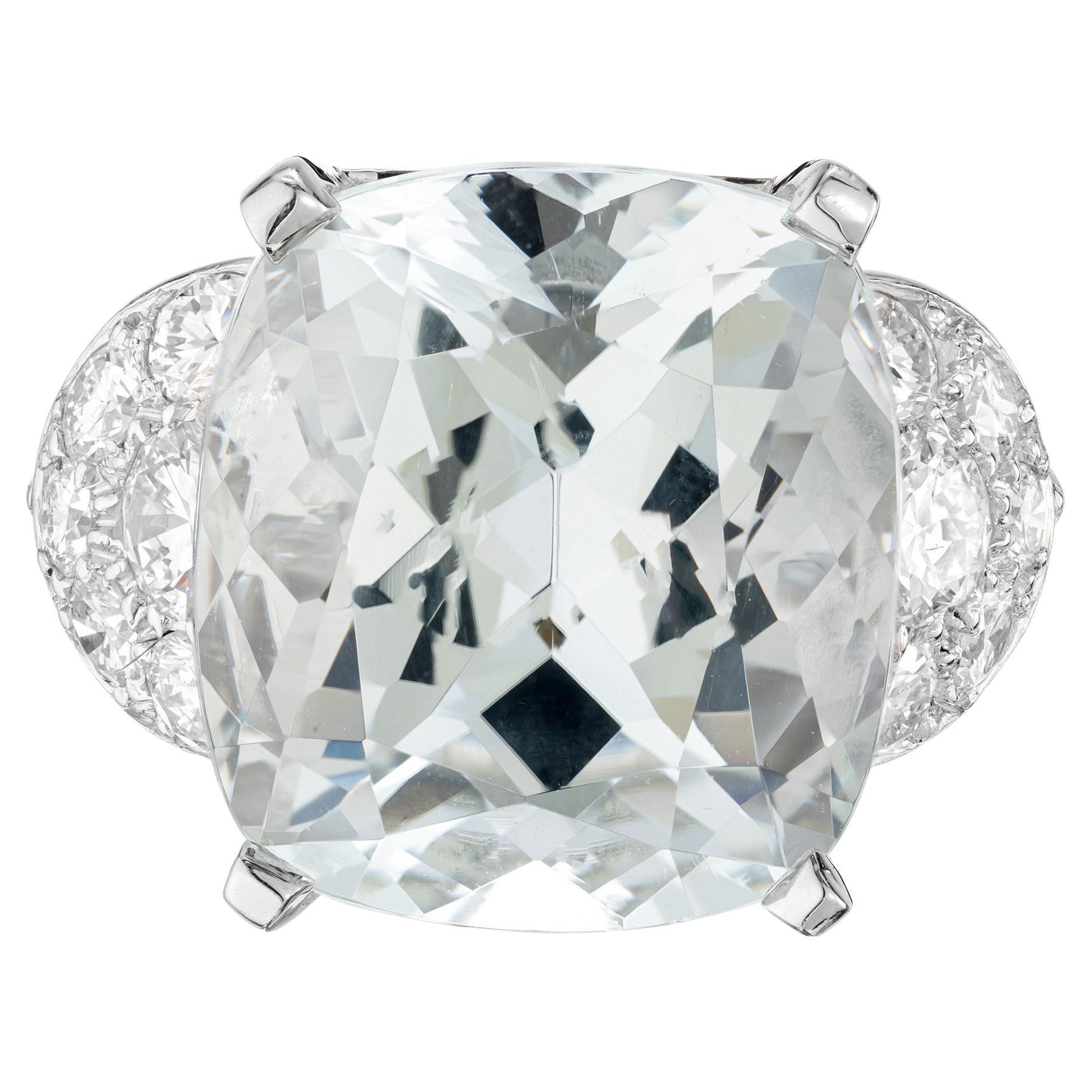 Bague de fiançailles en platine avec diamant bleu clair aigue-marine de 14,98 carats en vente