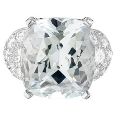 Bague de fiançailles en platine avec diamant bleu clair aigue-marine de 14,98 carats