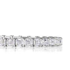 14,98ct Smaragdgeschliffenes Diamant-Tennisarmband aus 18K Weißgold