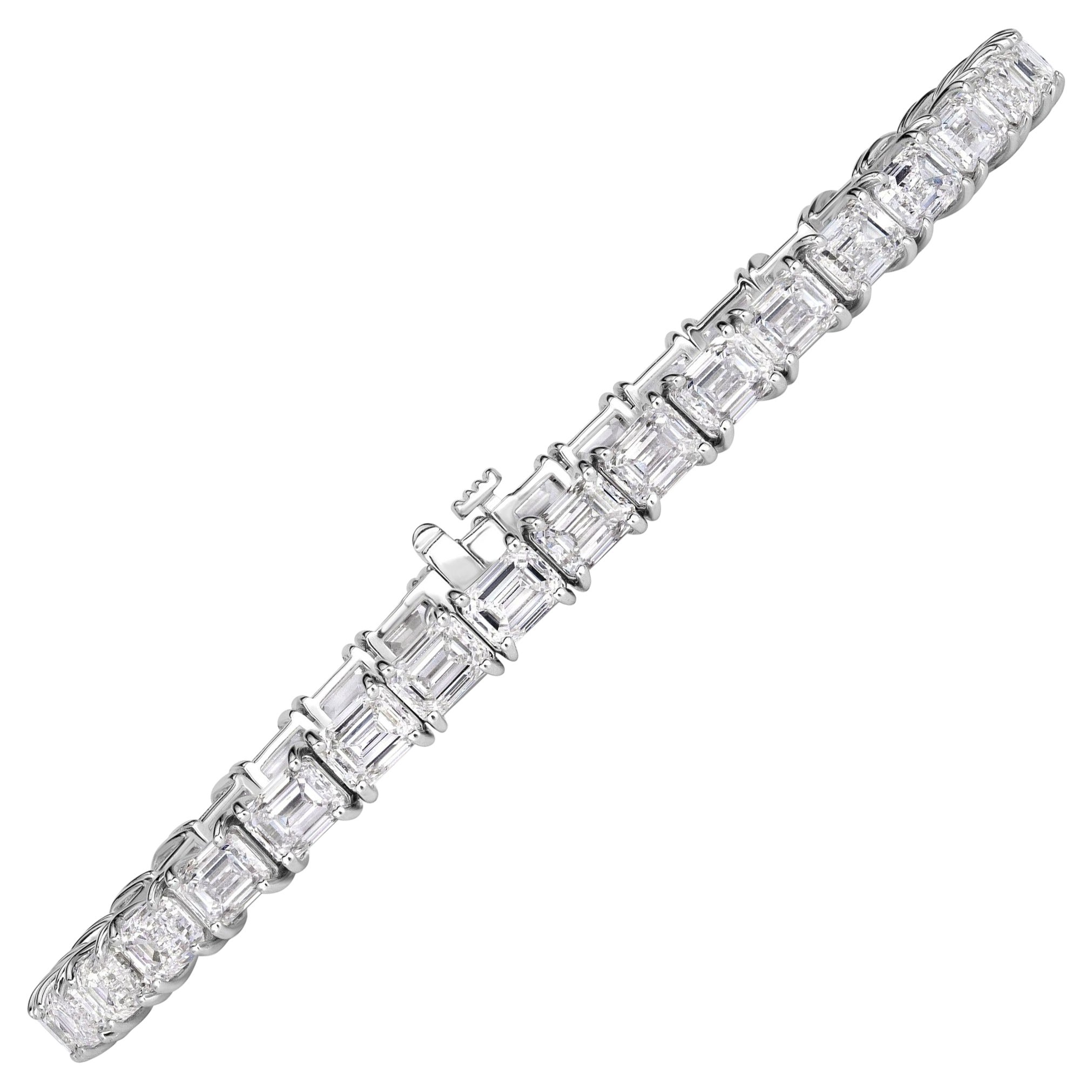 14.98ct Emerald Cut Diamond Tennis Bracelet in 18K White Gold