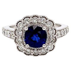 2.30 Quilate Total Zafiro Diamante Anillo Señoras