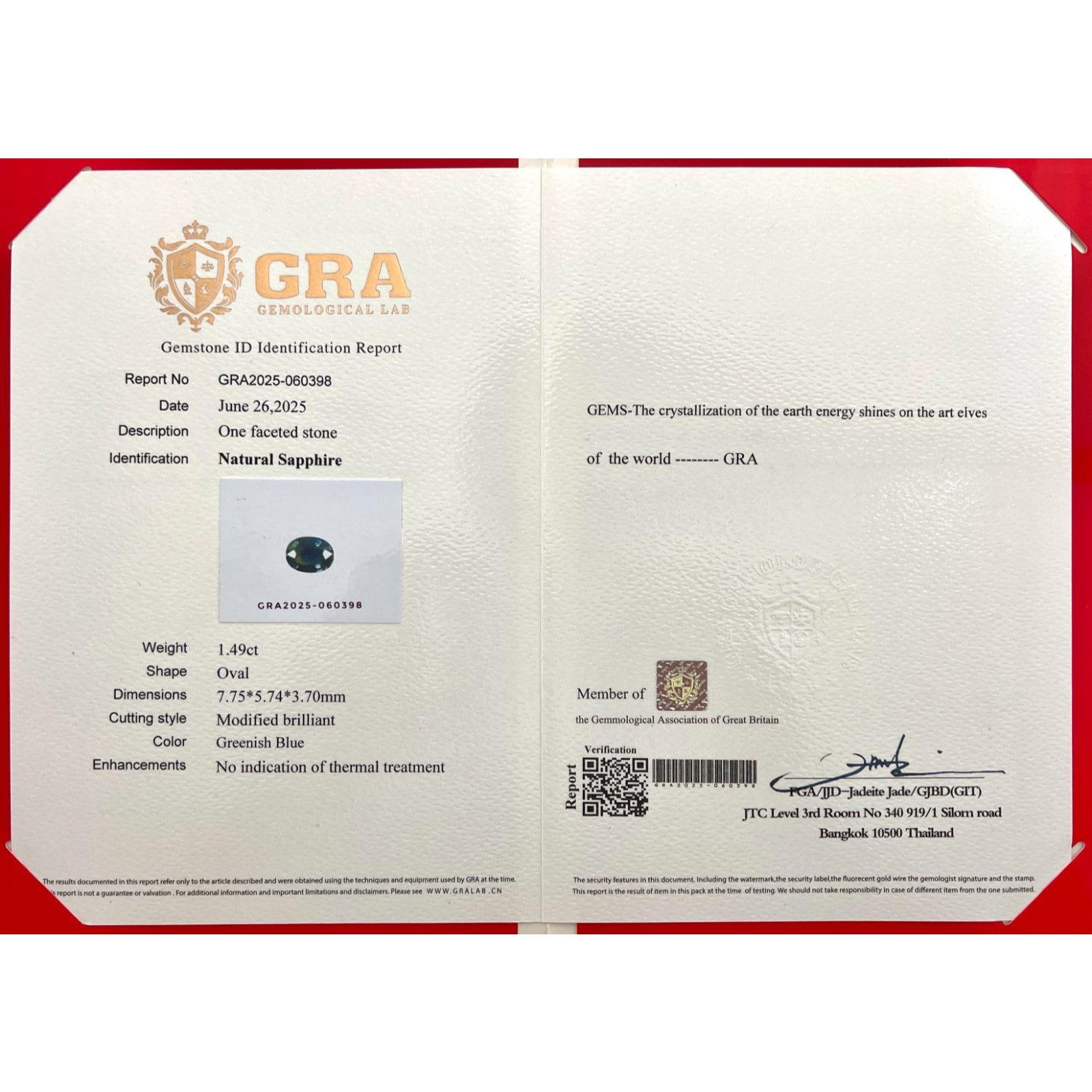 1,49 ct Zafiro Bicolor Gra Certificado Talla Oval Verde Azul VVS Gema Sin Tratar Corte oval en venta