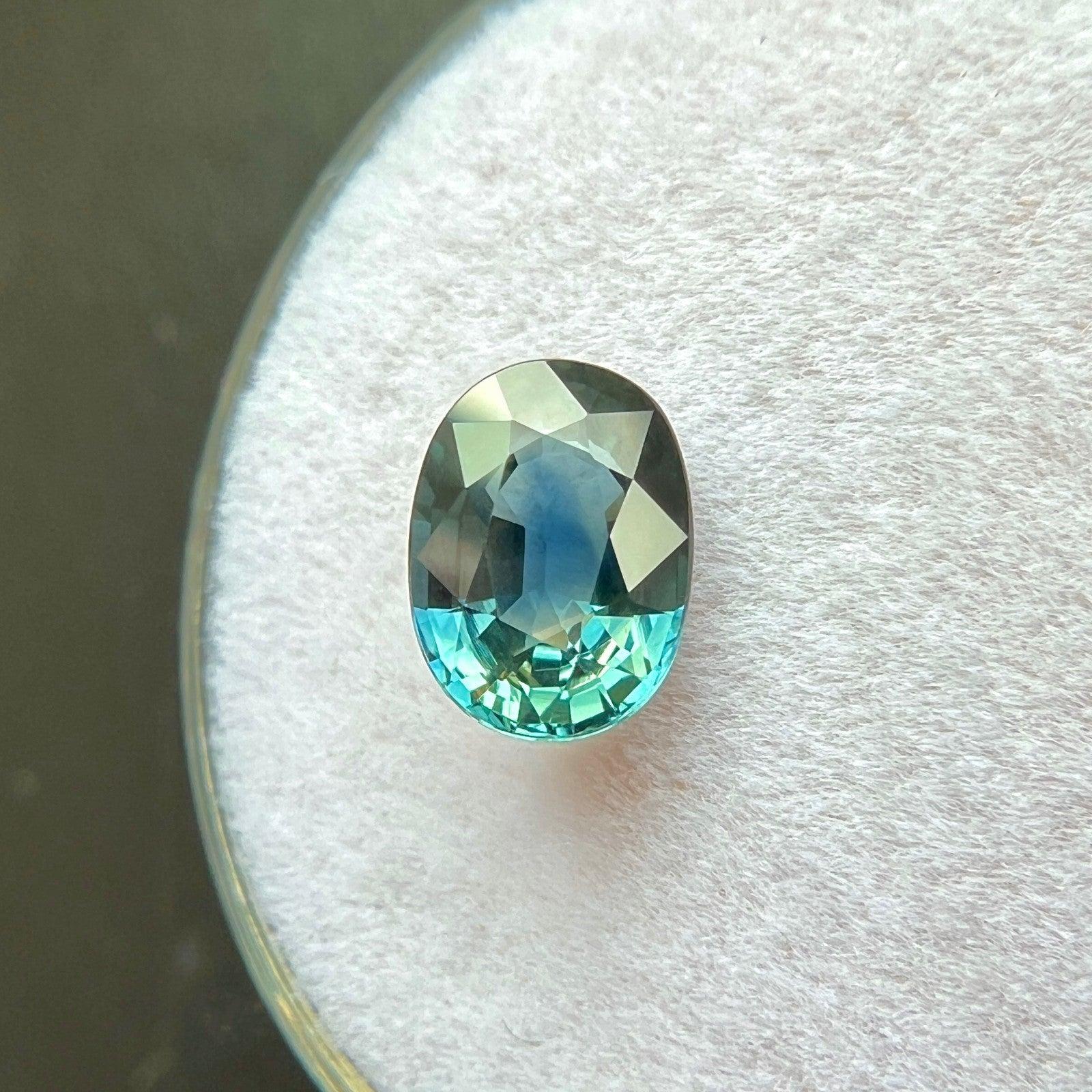 Femenino o masculino 1,49 ct Zafiro Bicolor Gra Certificado Talla Oval Verde Azul VVS Gema Sin Tratar en venta
