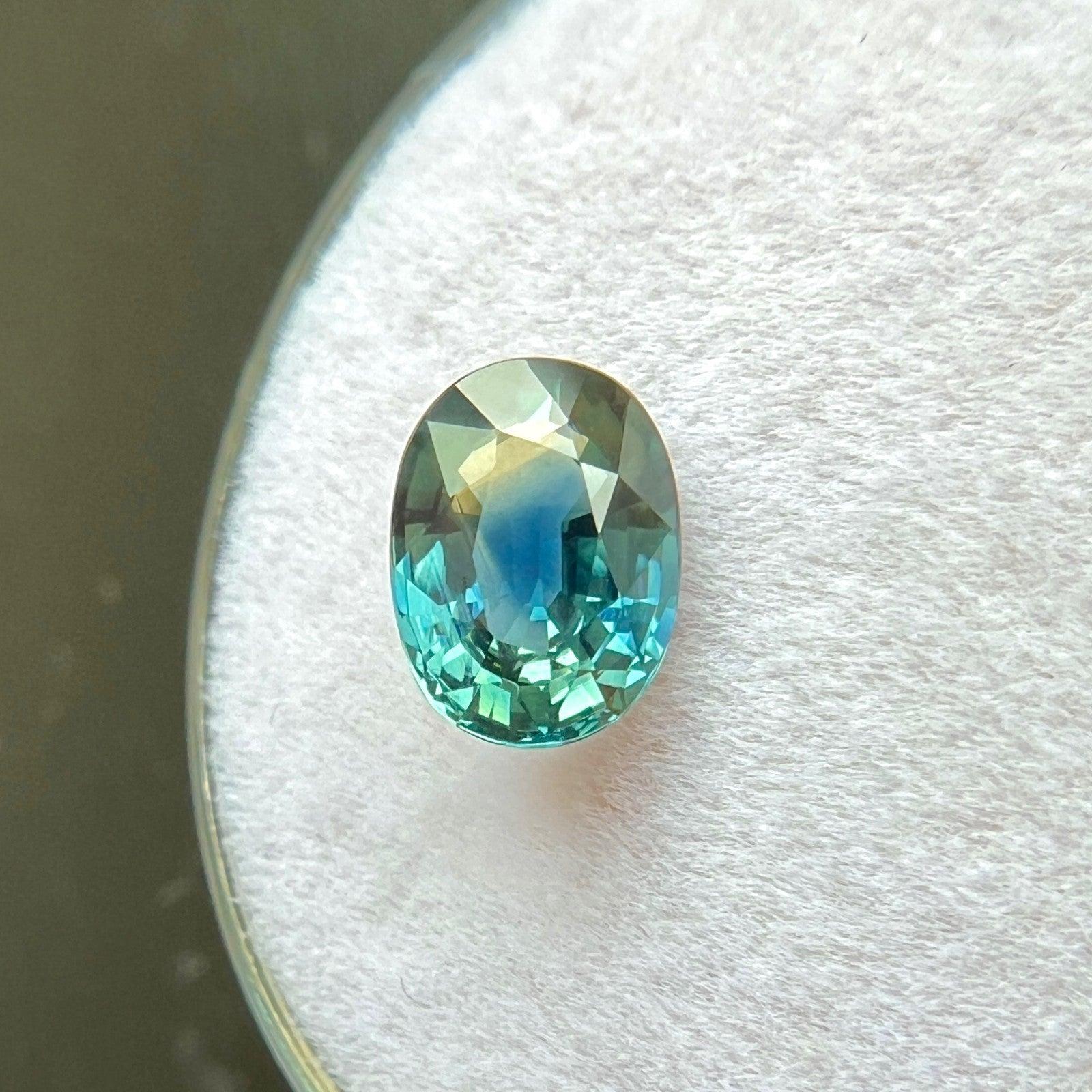 1,49 ct Zafiro Bicolor Gra Certificado Talla Oval Verde Azul VVS Gema Sin Tratar en venta 1