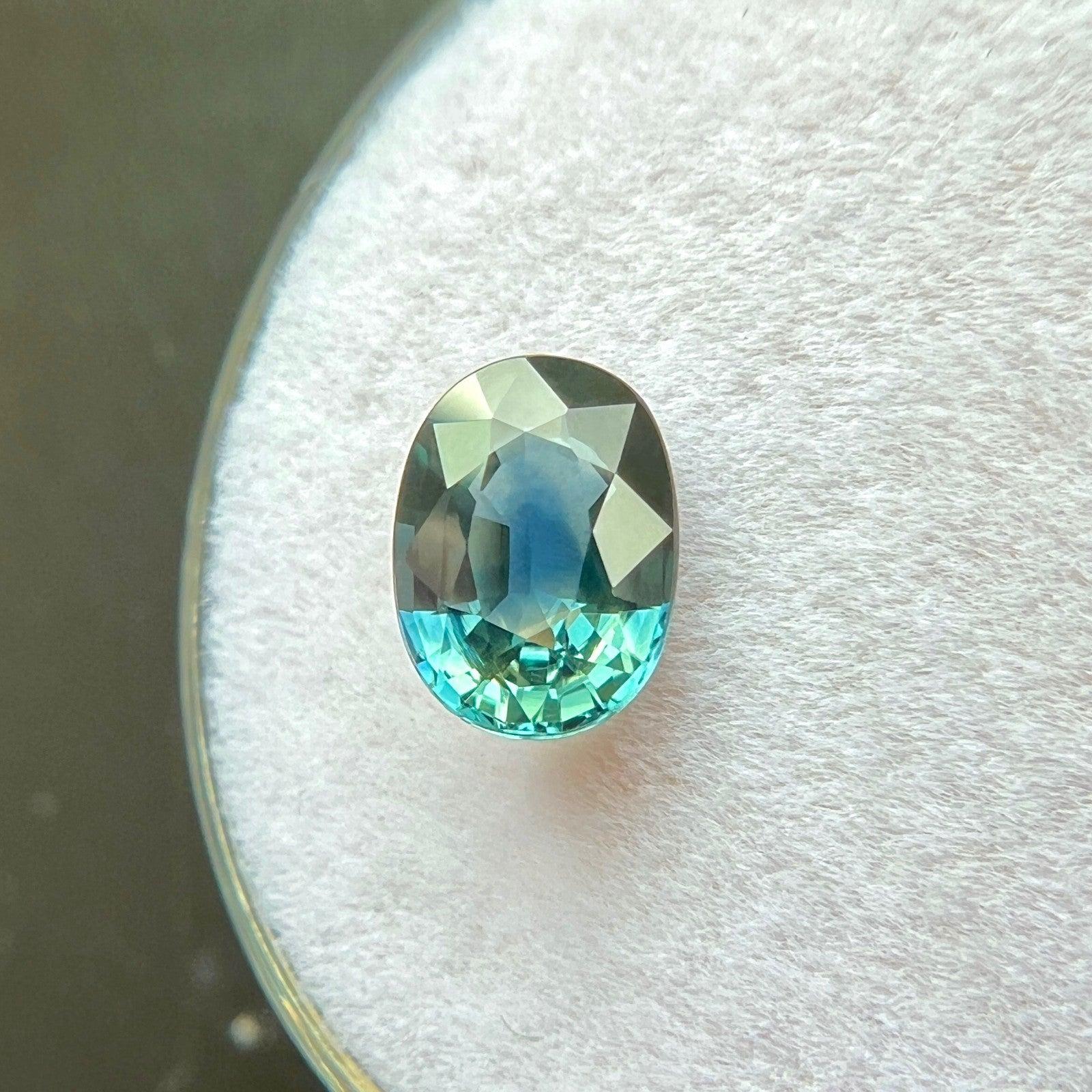 1,49 ct Zafiro Bicolor Gra Certificado Talla Oval Verde Azul VVS Gema Sin Tratar en venta 2