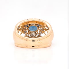 1.49ct Natural Unheated Blue Sapphire & Diamond 18k Gold Dress Ring, circa 1940s