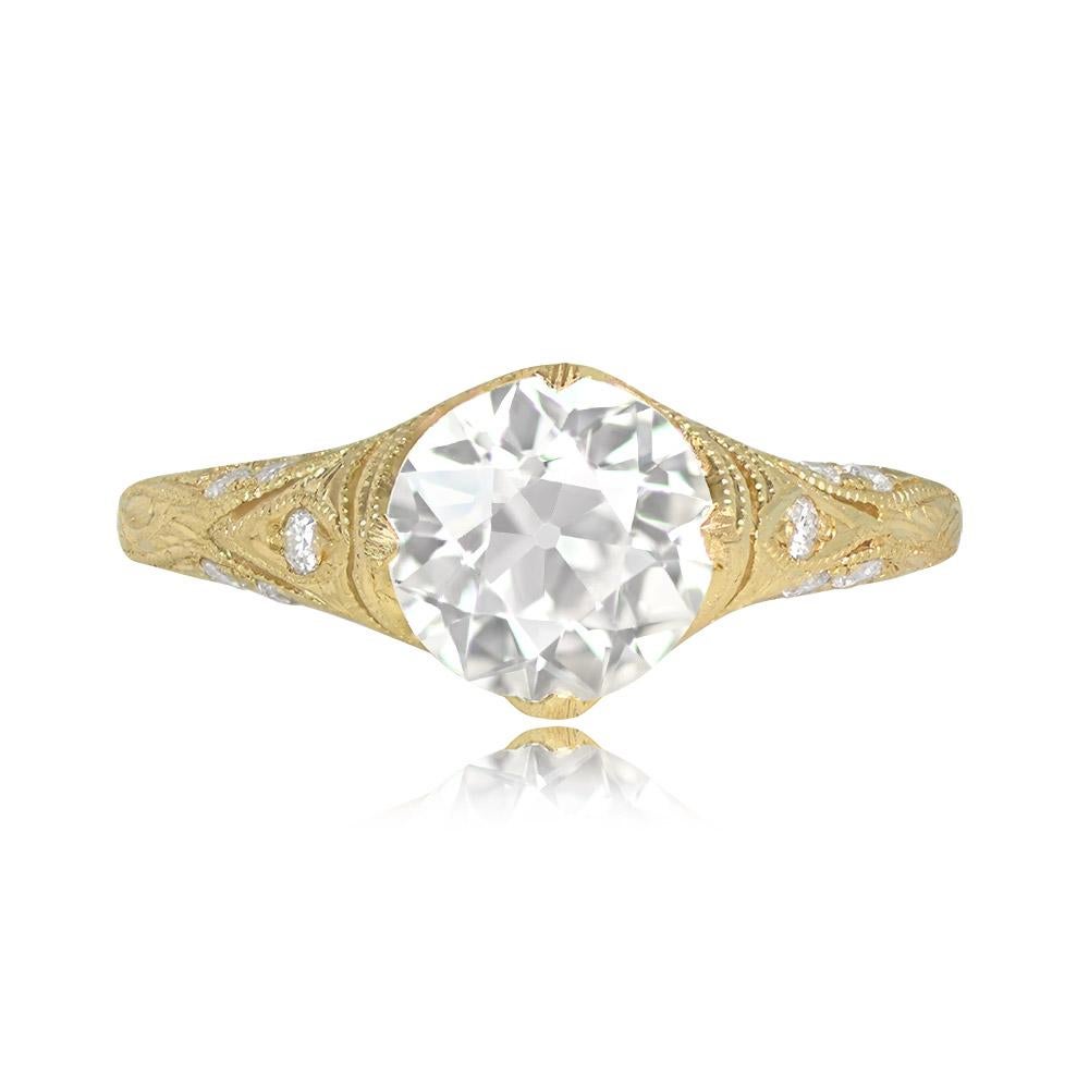 1.49ct Old European Cut Diamond Engagement Ring, 18k Yellow Gold  In Excellent Condition For Sale In New York, NY
