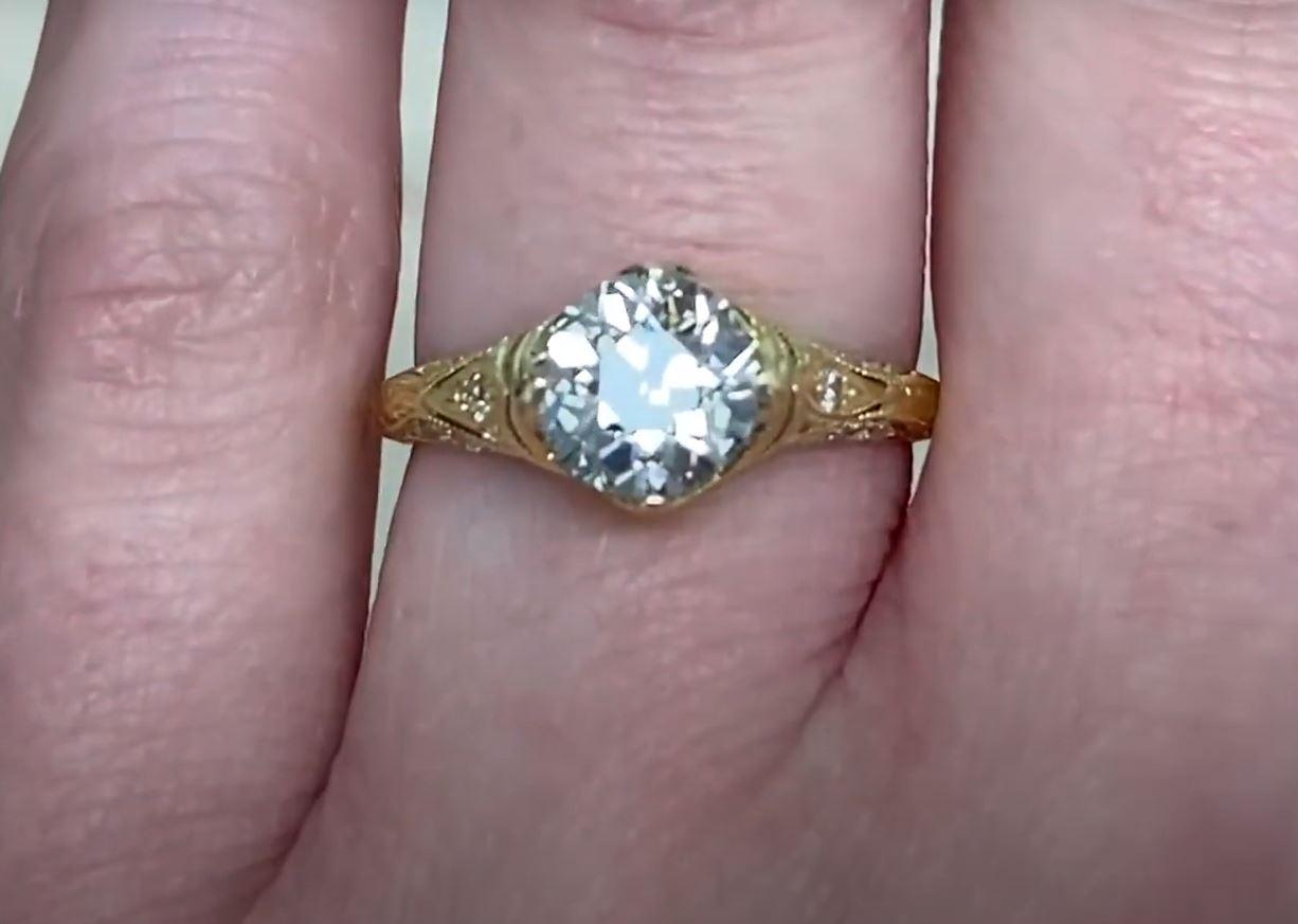 1,49 Karat Diamant-Verlobungsring aus 18 Karat Gelbgold mit alteuropäischem Schliff  im Zustand „Hervorragend“ im Angebot in New York, NY