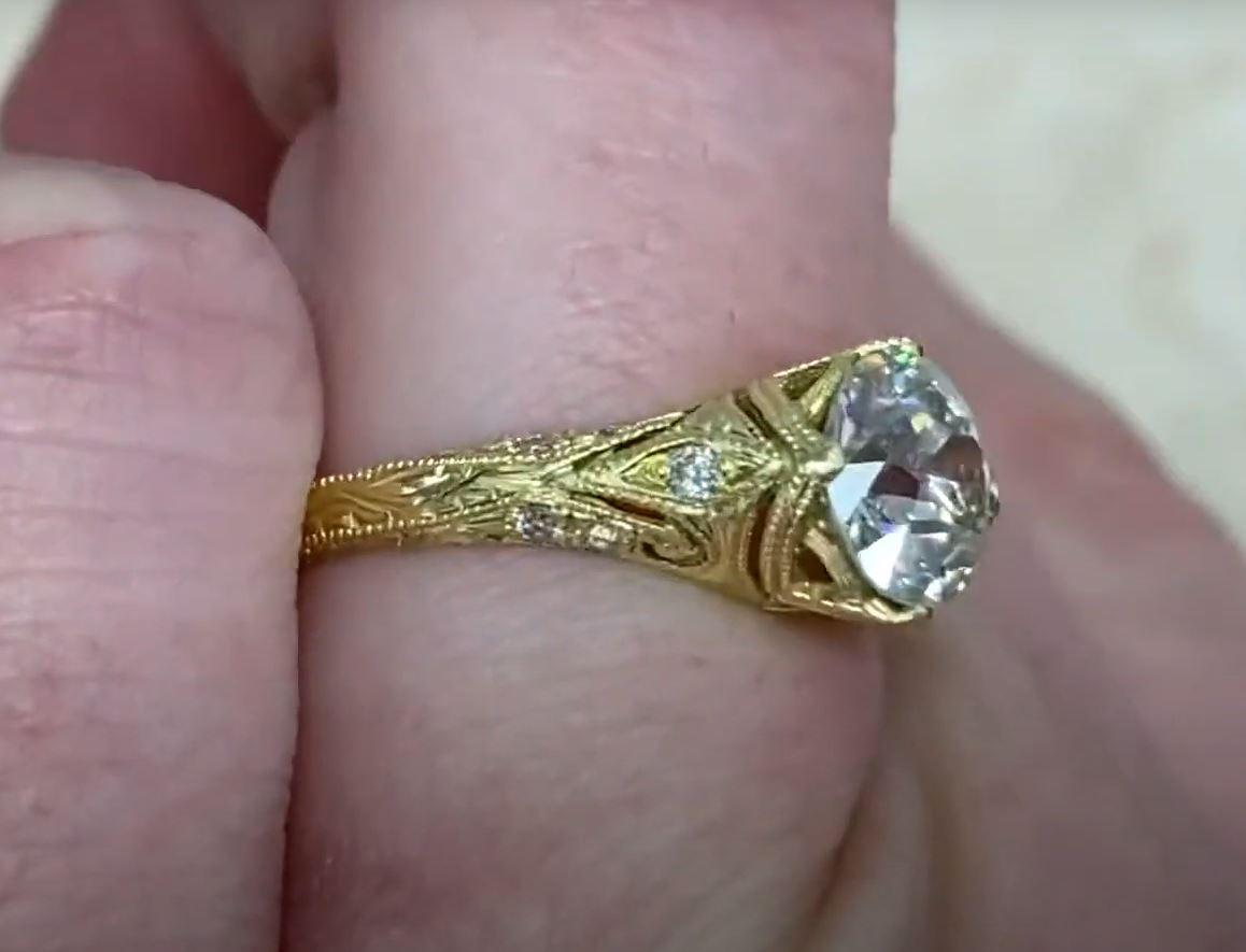 Art Deco Old European Cut Diamond Engagement Ring (Approx. 1.40-Carats), 18k Yellow Gold For Sale