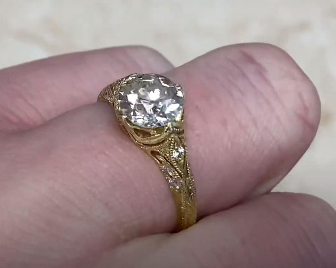 Old European Cut Diamond Engagement Ring (Approx. 1.40-Carats), 18k Yellow Gold In Excellent Condition For Sale In New York, NY