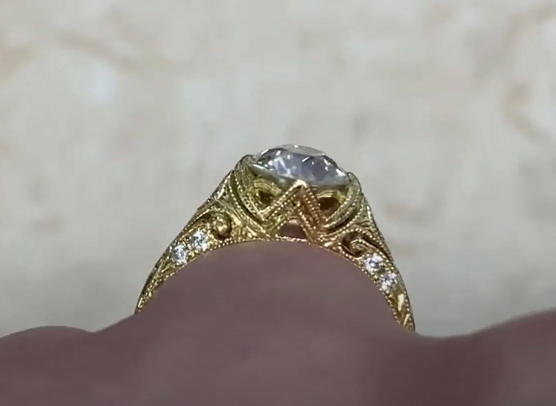 1.49ct Old European Cut Diamond Engagement Ring, 18k Yellow Gold  For Sale 3