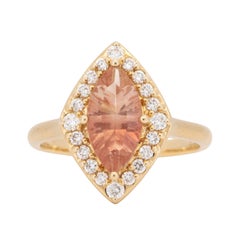 Anello di fidanzamento in oro 14 carati con pietra del sole dell’Oregon da 1,49 carati R6794