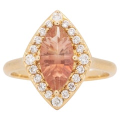Anello di fidanzamento in oro 14 carati con pietra del sole dell’Oregon da 1,49 carati R6794