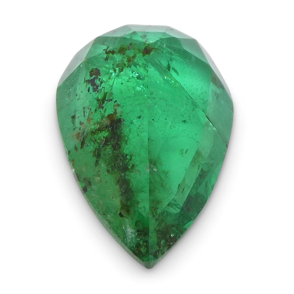 Brilliant Cut 1.49ct Pear Green Emerald from Zambia For Sale