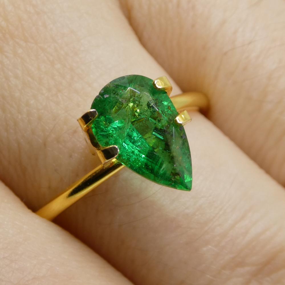 1.49ct Pear Green Emerald from Zambia In New Condition For Sale In Toronto, Ontario