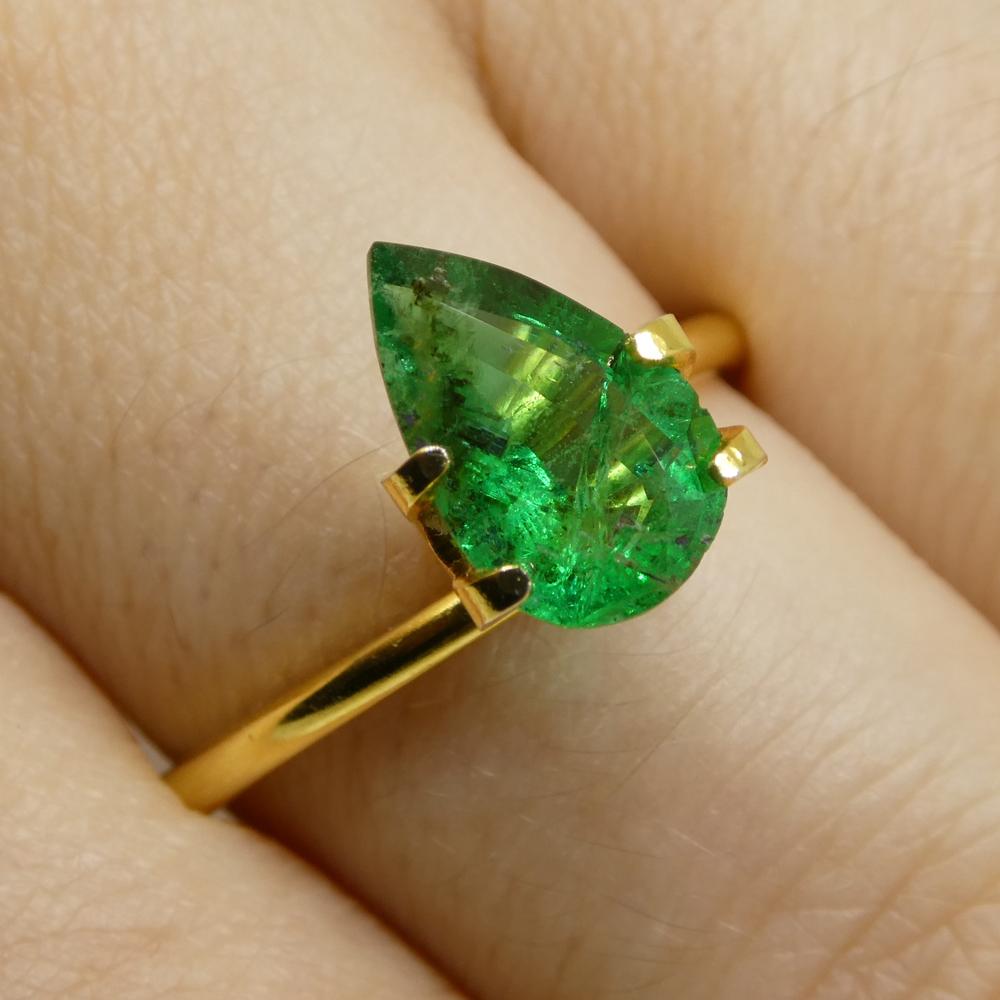 Women's or Men's 1.49ct Pear Green Emerald from Zambia For Sale