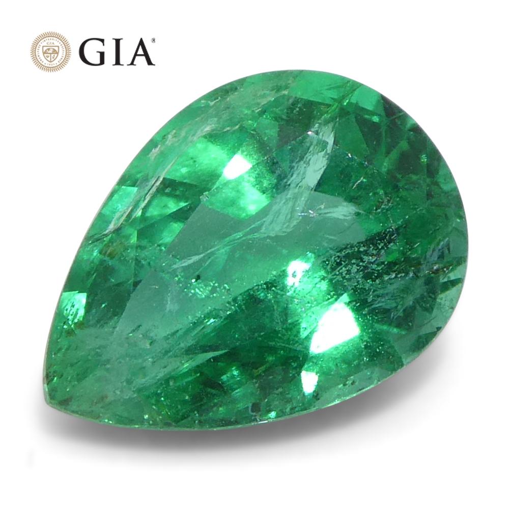 1.49ct Pear Green Emerald GIA Certified Zambia (F1) For Sale 5