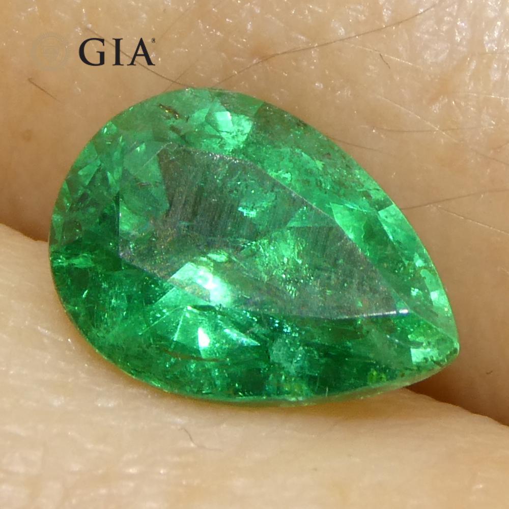 1.49ct Pear Green Emerald GIA Certified Zambia (F1) For Sale 7