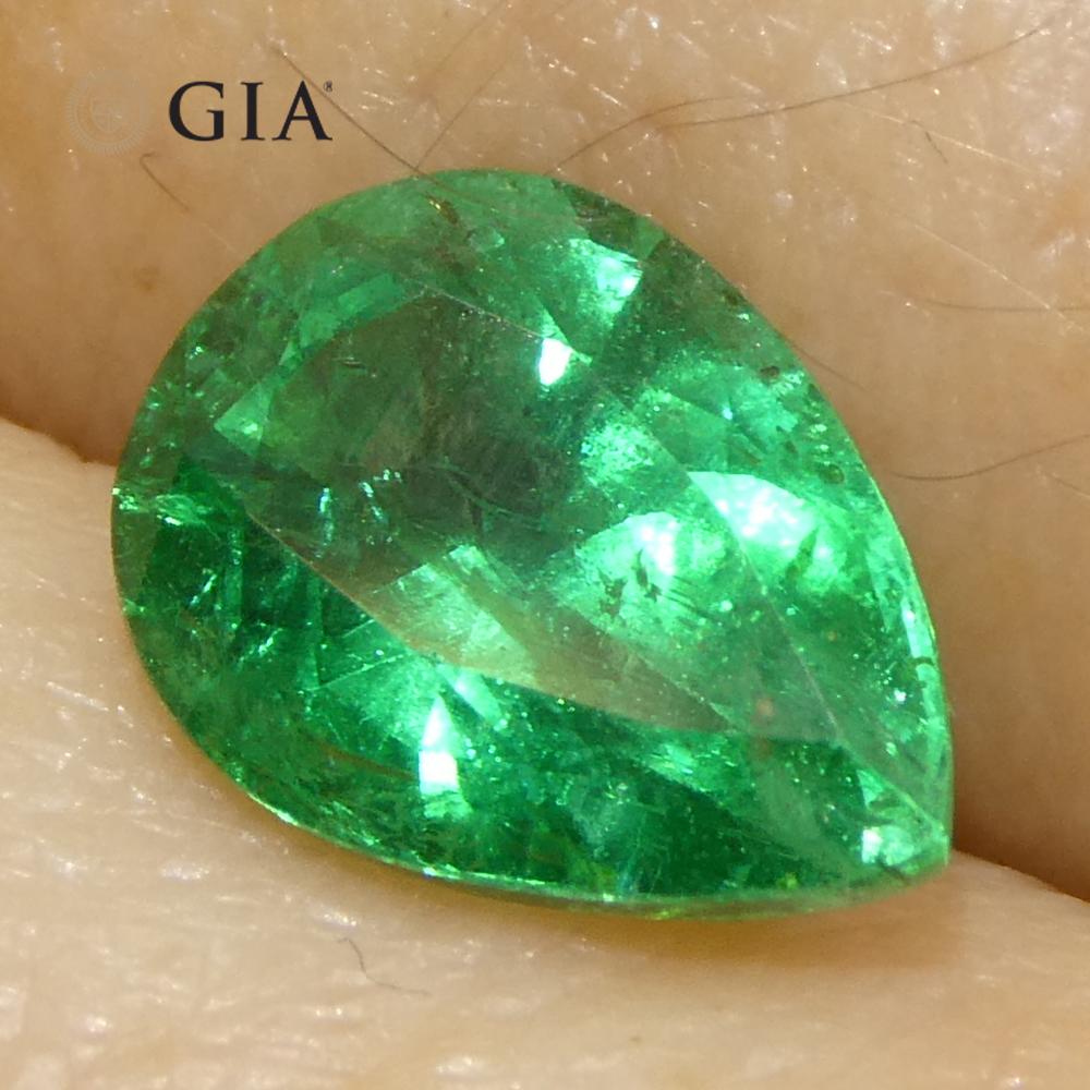 1.49ct Pear Green Emerald GIA Certified Zambia (F1) For Sale 8