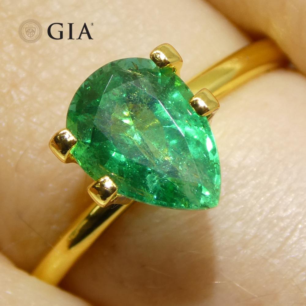 1.49ct Pear Green Emerald GIA Certified Zambia (F1) For Sale 9