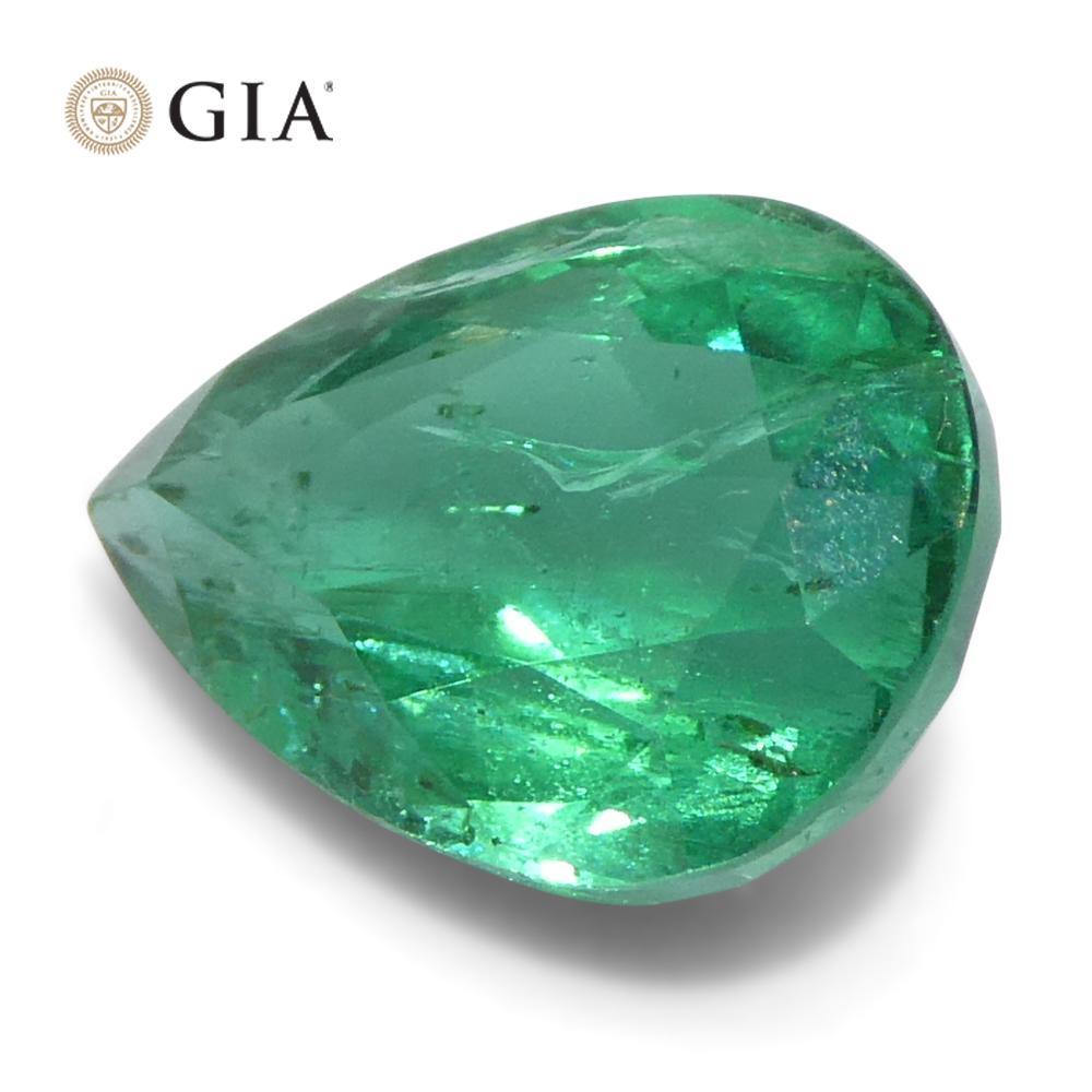 1.49ct Pear Green Emerald GIA Certified Zambia (F1) For Sale 4