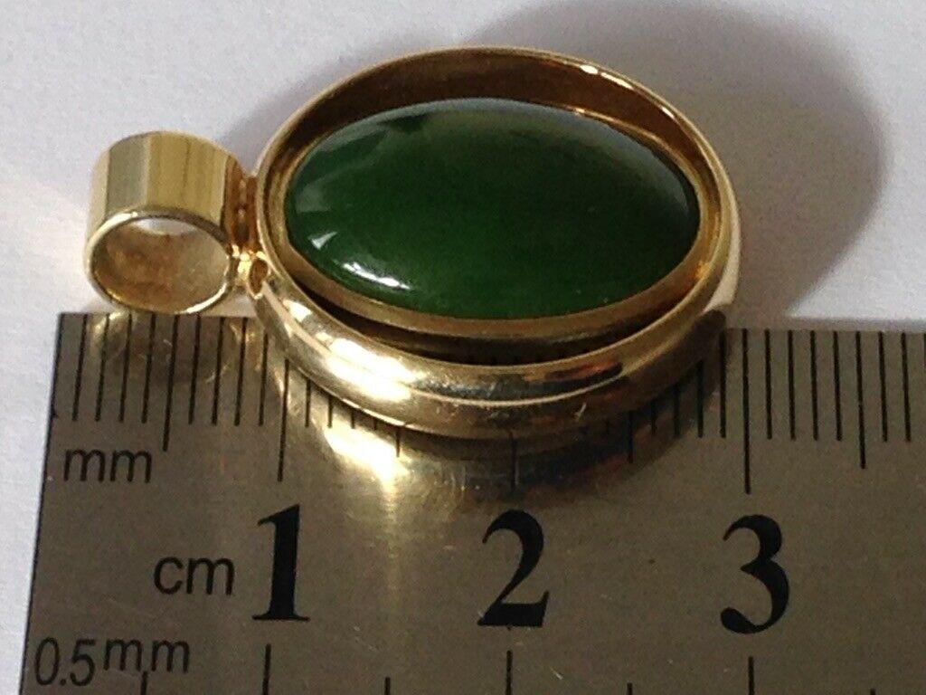 Modernist 14ct 585 Gold Jade Pendant 