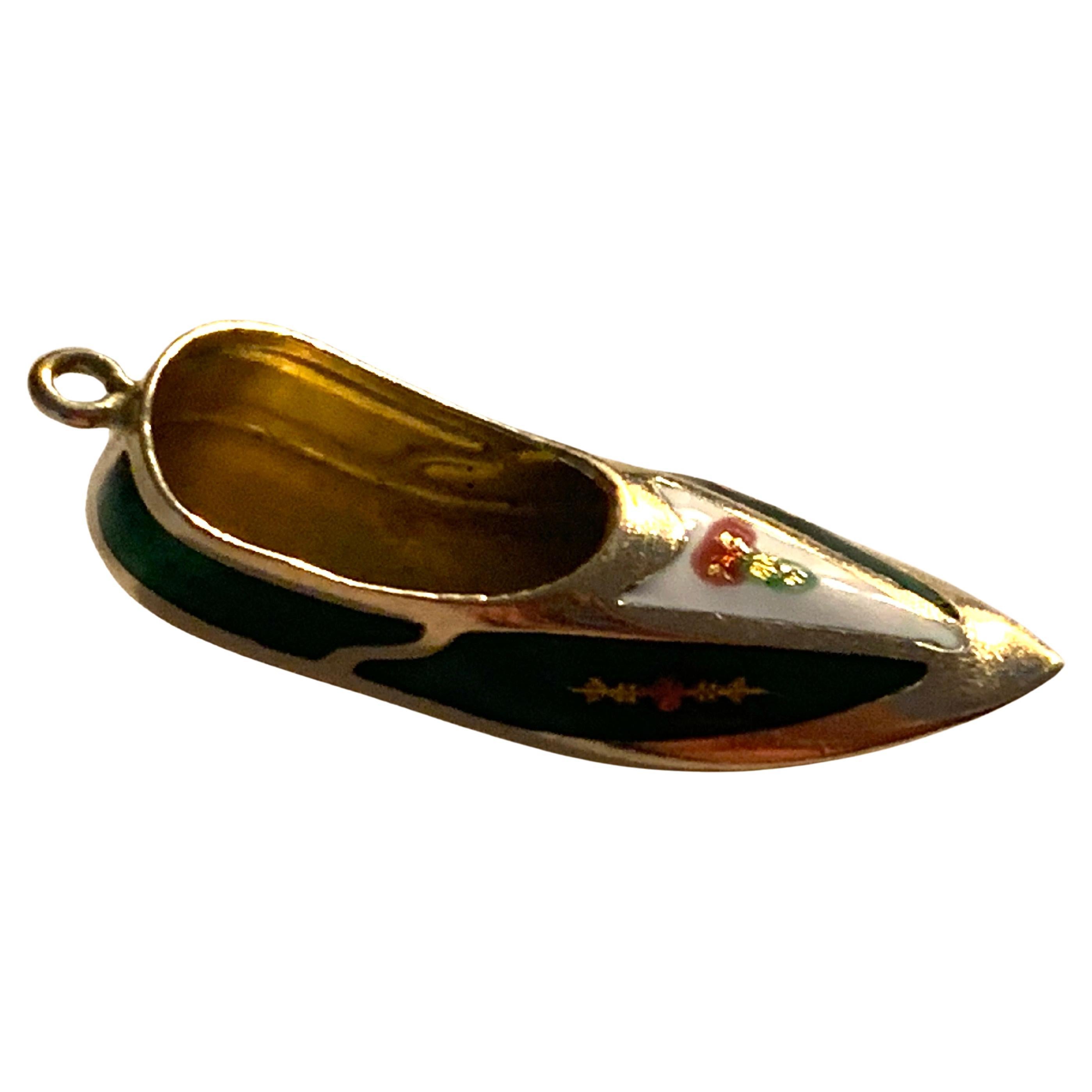 14ct 585 Gold Turkish enamelled Alladin Slipper