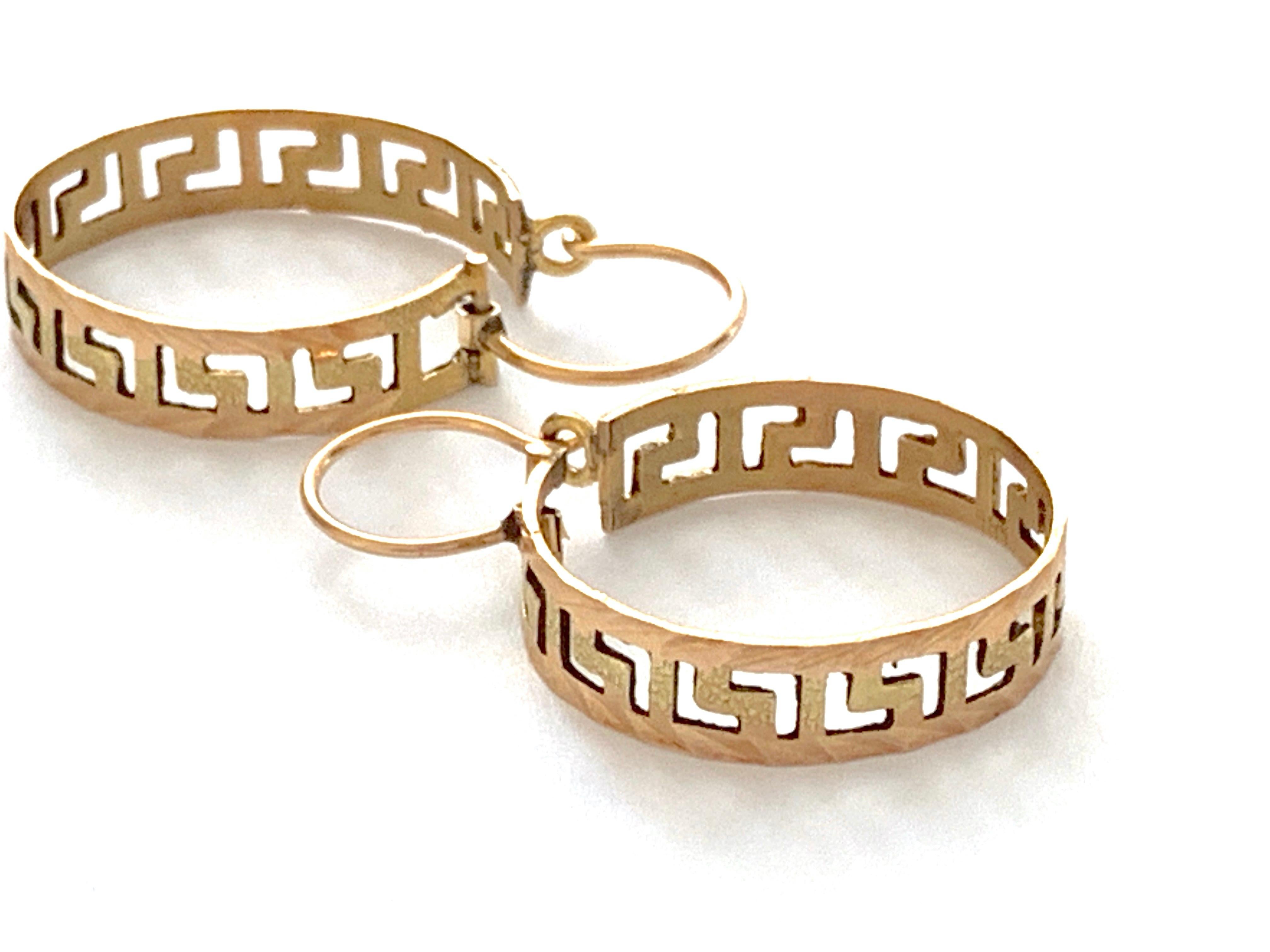 Greek Revival 14ct 585 Gold Greek Key Earrings For Sale