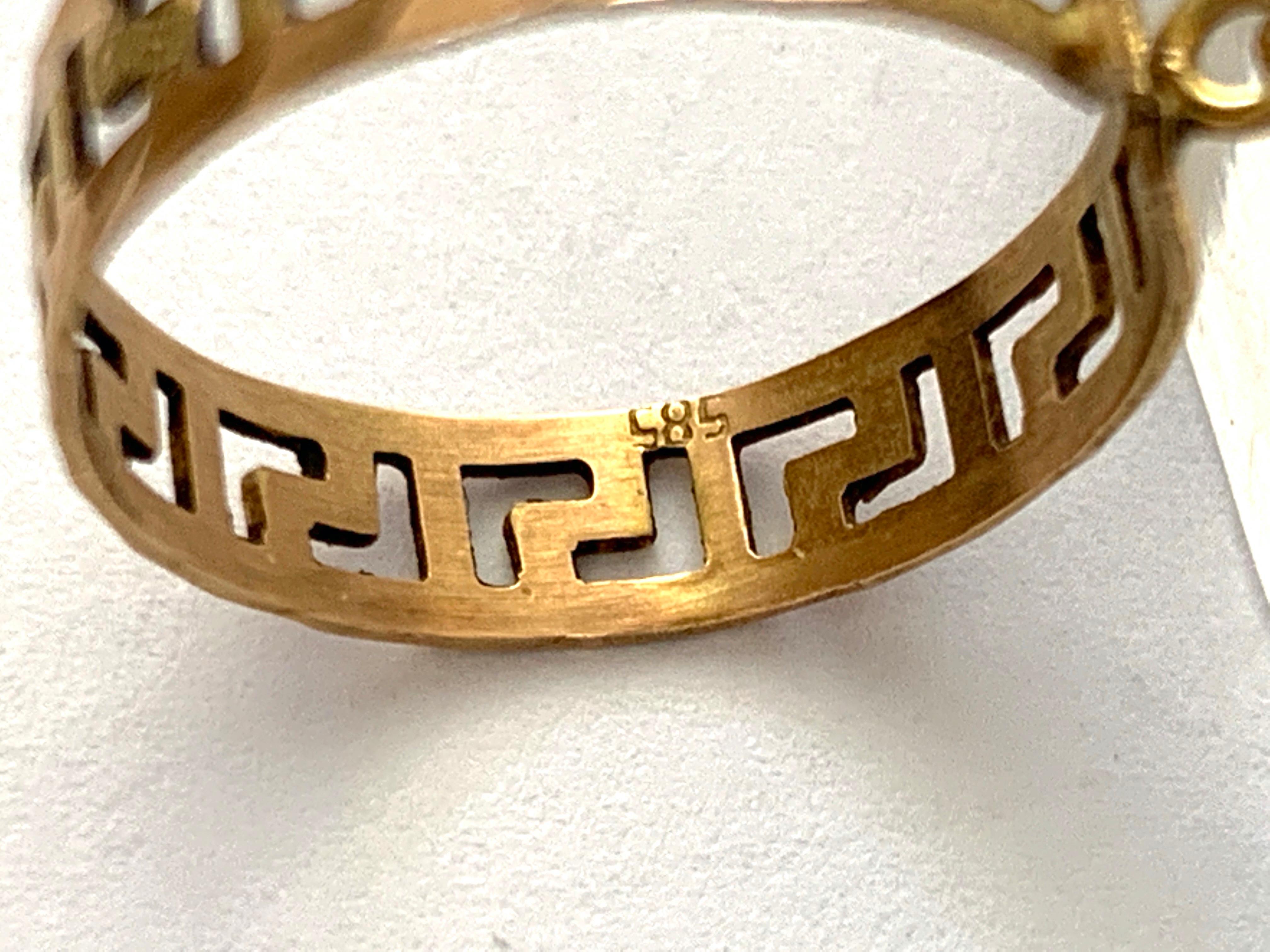 14ct 585 Gold Greek Key Earrings For Sale 1