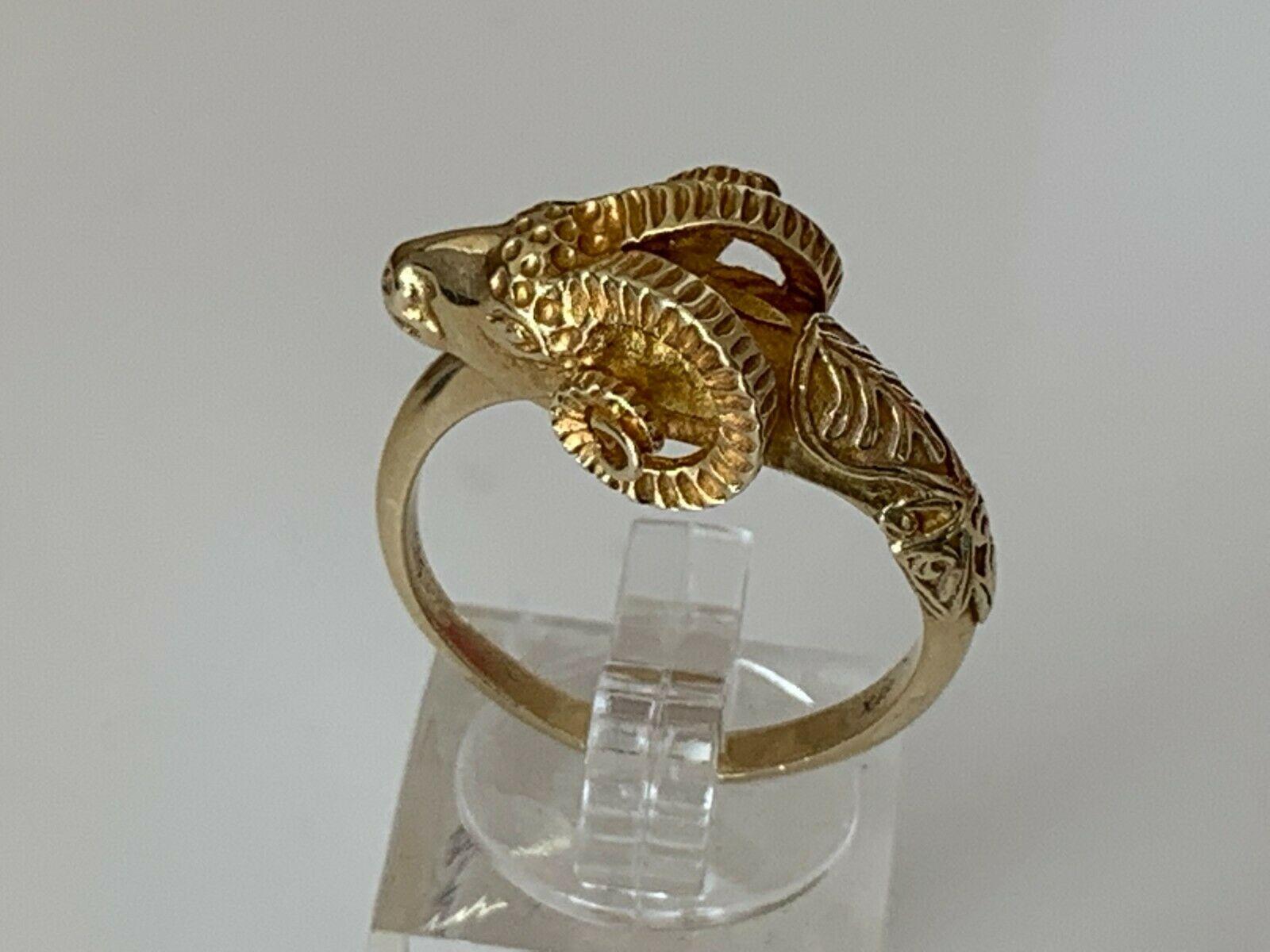 14ct 585 Gold Vintage Rams Head Ring In Good Condition In London, GB