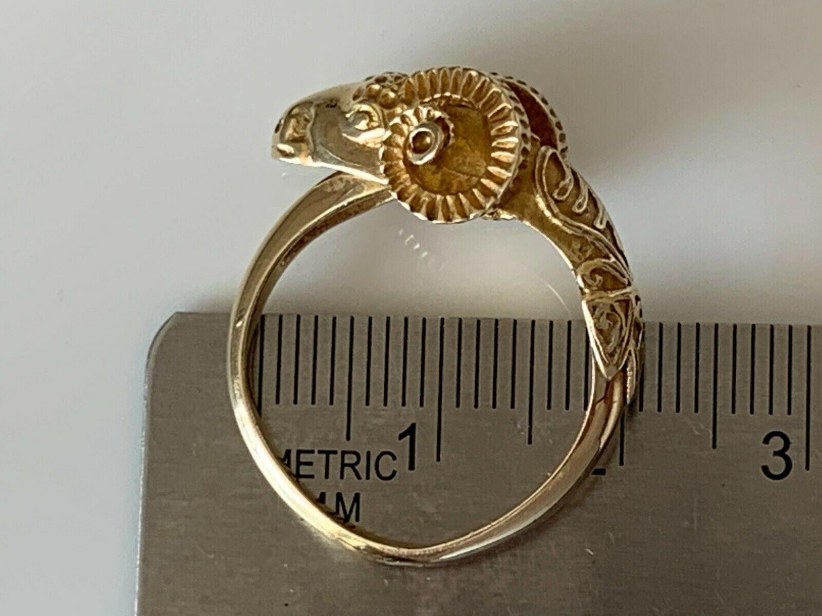 14ct 585 Gold Vintage Rams Head Ring 2