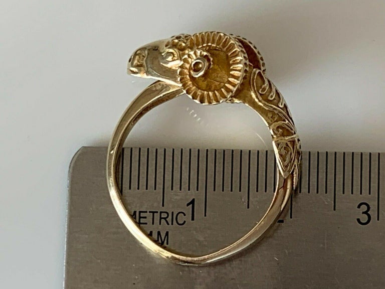 14ct 585 Gold Vintage Rams Head Ring 3