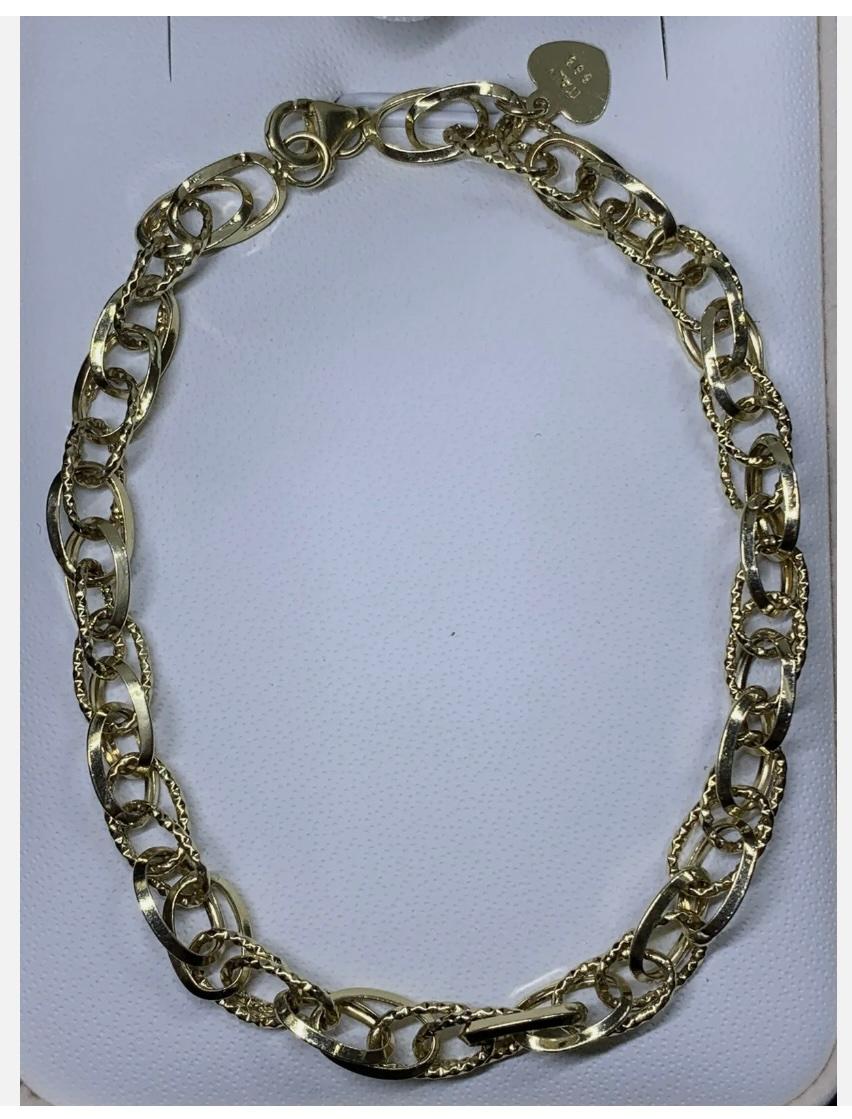Art déco 14ct Yellow Gold Curb Cuban Bracelet Solid Italy 4.0g 8 Inches en vente