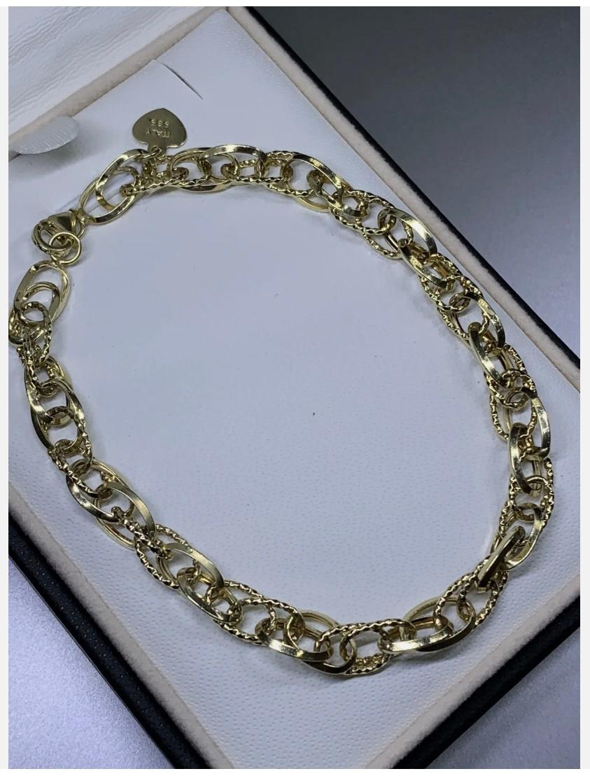 14ct Chunky Yellow Gold Curb Cuban Bracelet Solid Italy 4.0g 8 Inches In New Condition For Sale In London, GB