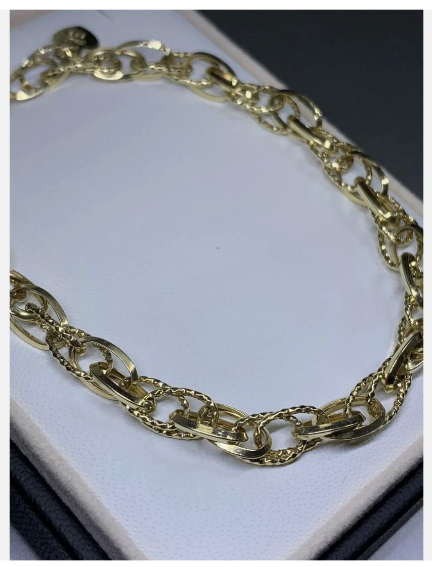 Women's or Men's 14ct Chunky Yellow Gold Curb Cuban Bracelet Solid Italy 4.0g 8 Inches For Sale