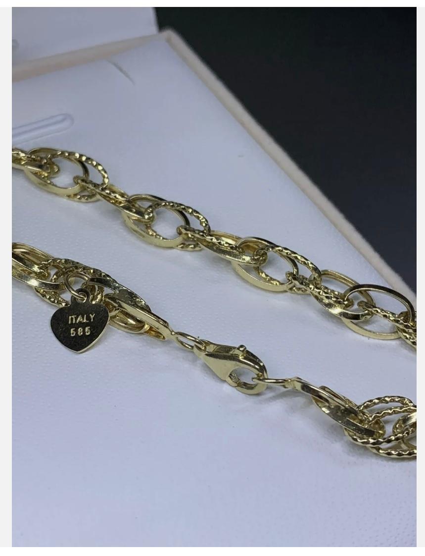 14ct Yellow Gold Curb Cuban Bracelet Solid Italy 4.0g 8 Inches en vente 3