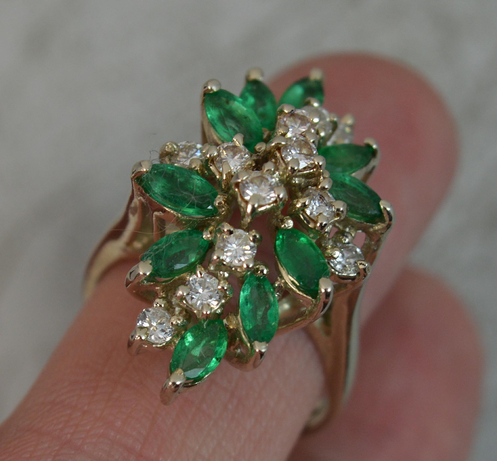 1.4 Carat Emerald 0.6 Carat Diamond 14 Carat White Gold Cluster ...