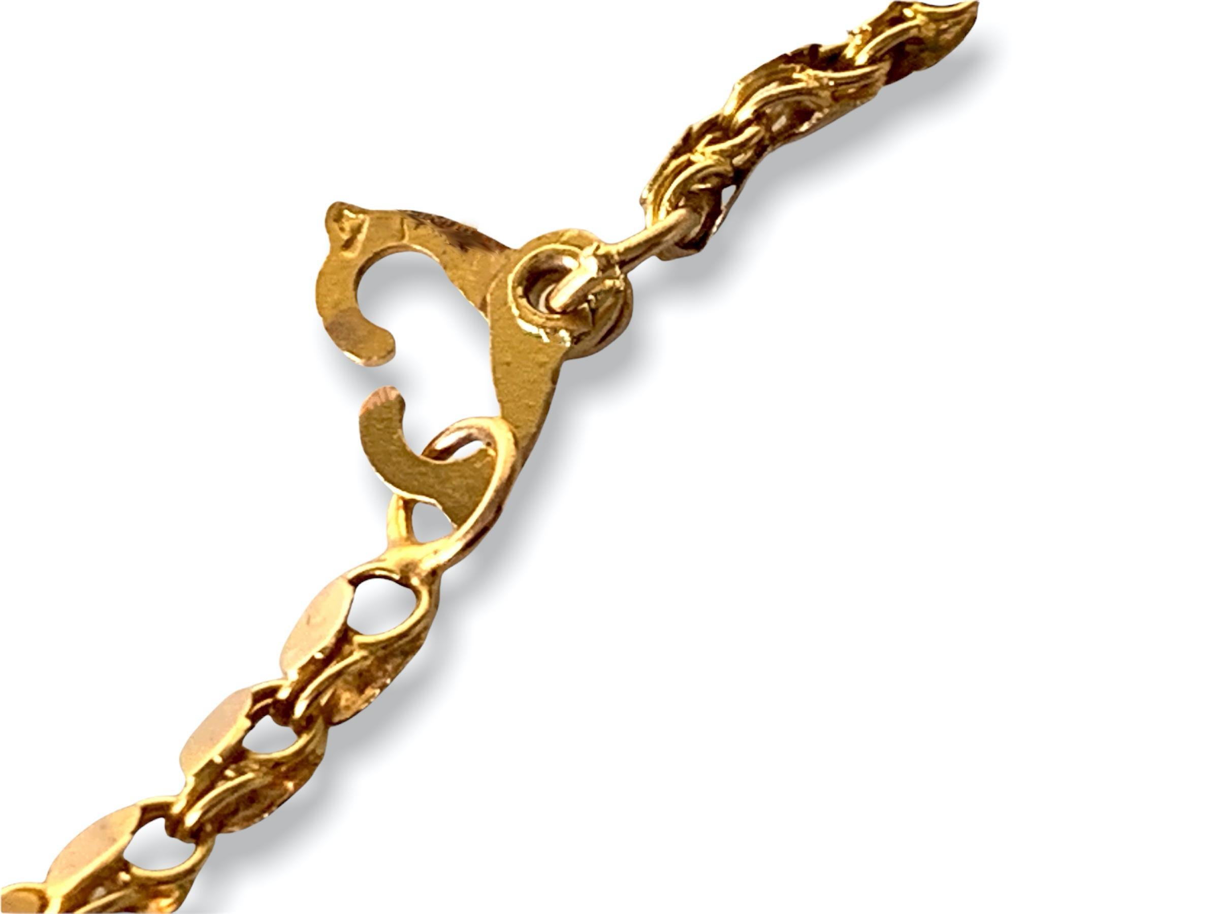 Artisan 14ct Gold 1930s Leaf Design Middle Eastern Necklace
