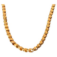 Collana in oro 14ct 1930 con disegno di foglie mediorientali da 21,5".